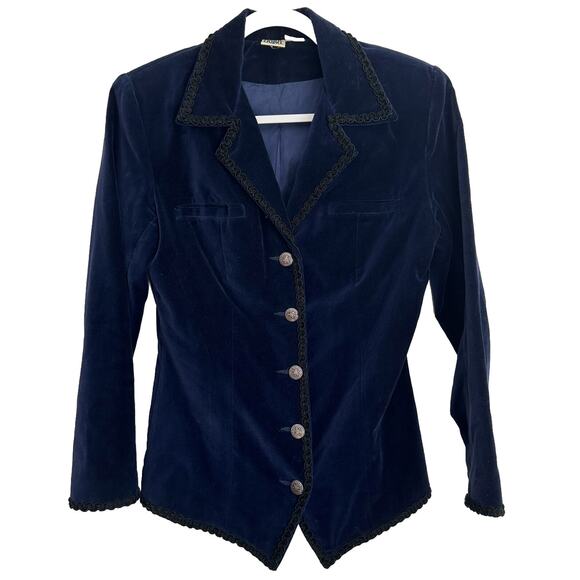 Vintage Coach + Camel Blue Velvet Jacket Small - Picture 1 of 6
